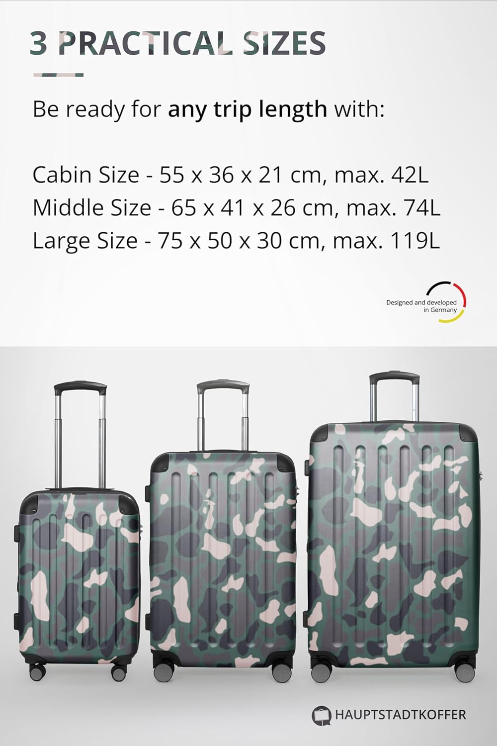 Thumbnail 6 de Hauptstadtkoffer Spree: Valigia rigida media 65 cm, espandibile, TSA, 4 ruote, camouflage