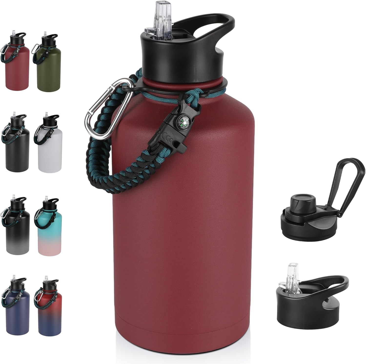 Detalle de VQRRCKI 64 oz Insulated Water Bottle with Straw & Spout Lids