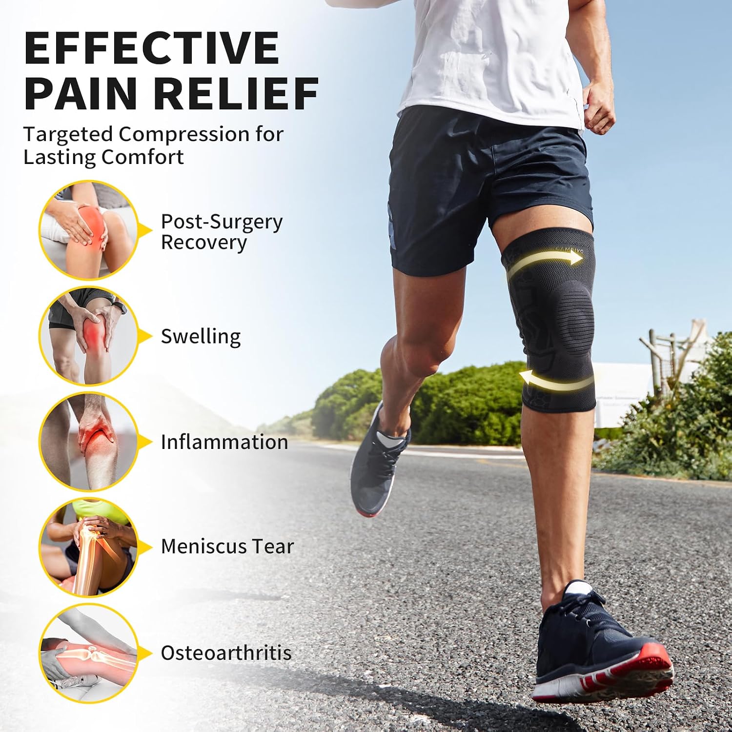 Thumbnail 2 de CAMBIVO Knee Brace with Patella Gel Pad & Side Stabilizers – 2 Pack
