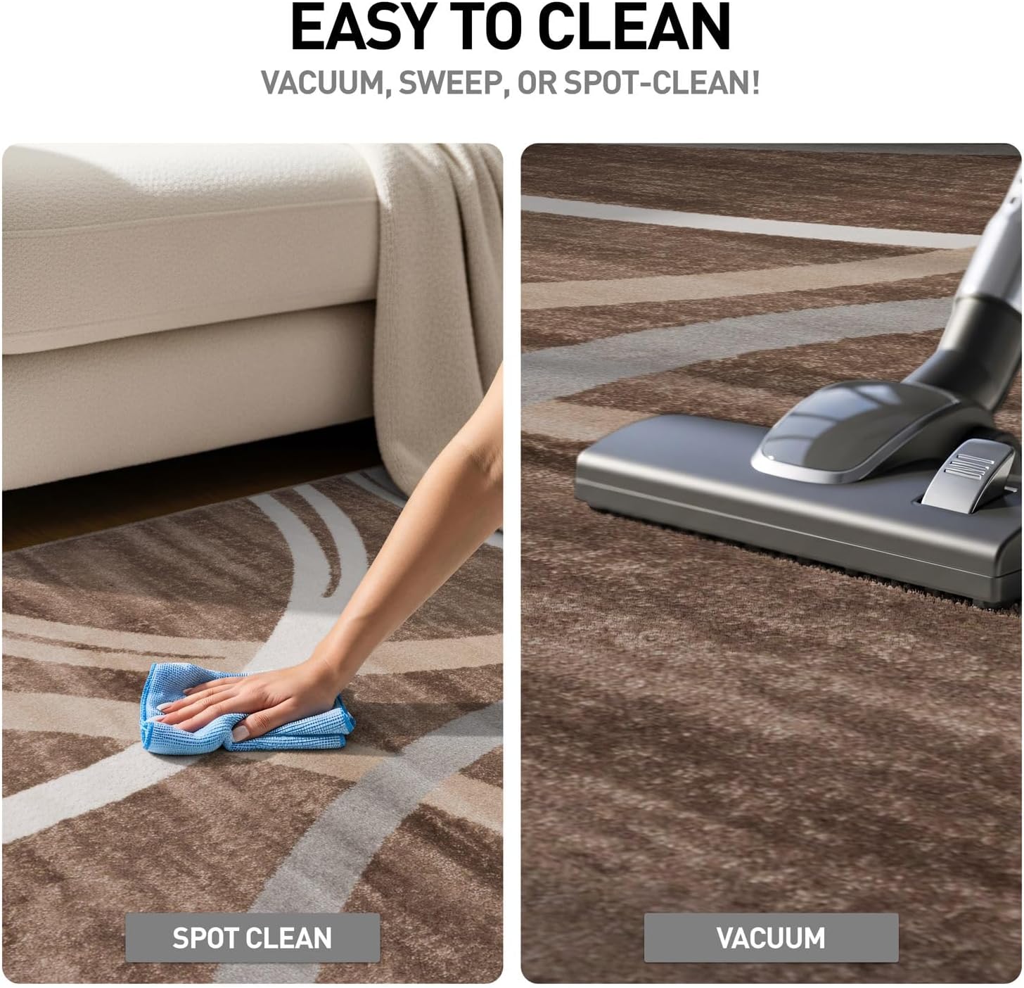 Thumbnail 6 de Rugshop Modern Wavy Circles Area Rug (Brown) with Fade-Resistant Polypropylene Pile, 3'3" x 5