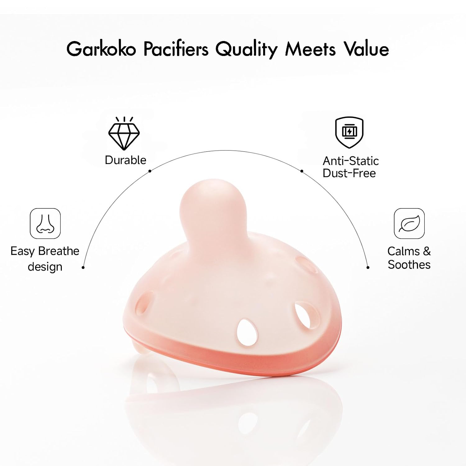 Detalle 2 de Garkoko Breast-Like Baby Pacifiers, 5-Pack, One-Piece Silicone, 0–6 Months