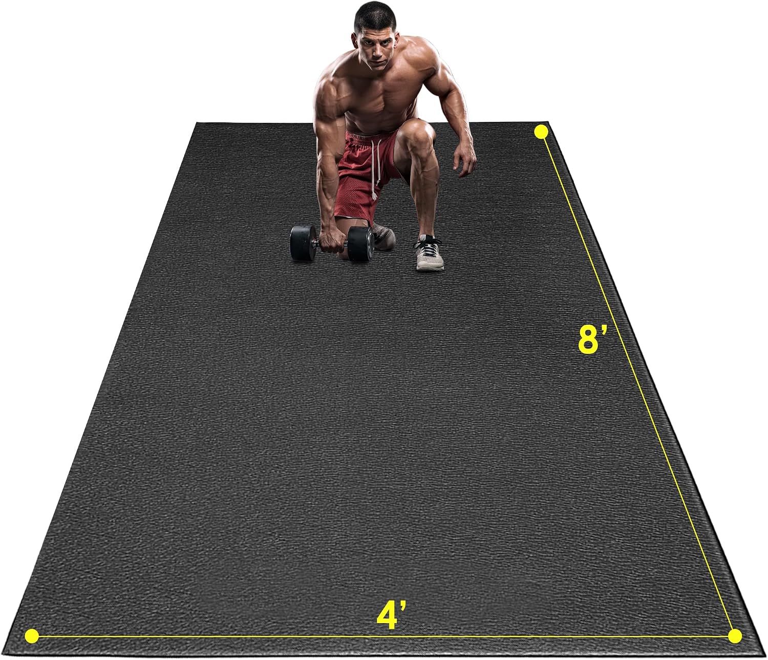 Detalle de BesWin Large Exercise Mat, 8' x 4' PVC, Non-Slip and Shoe-Friendly