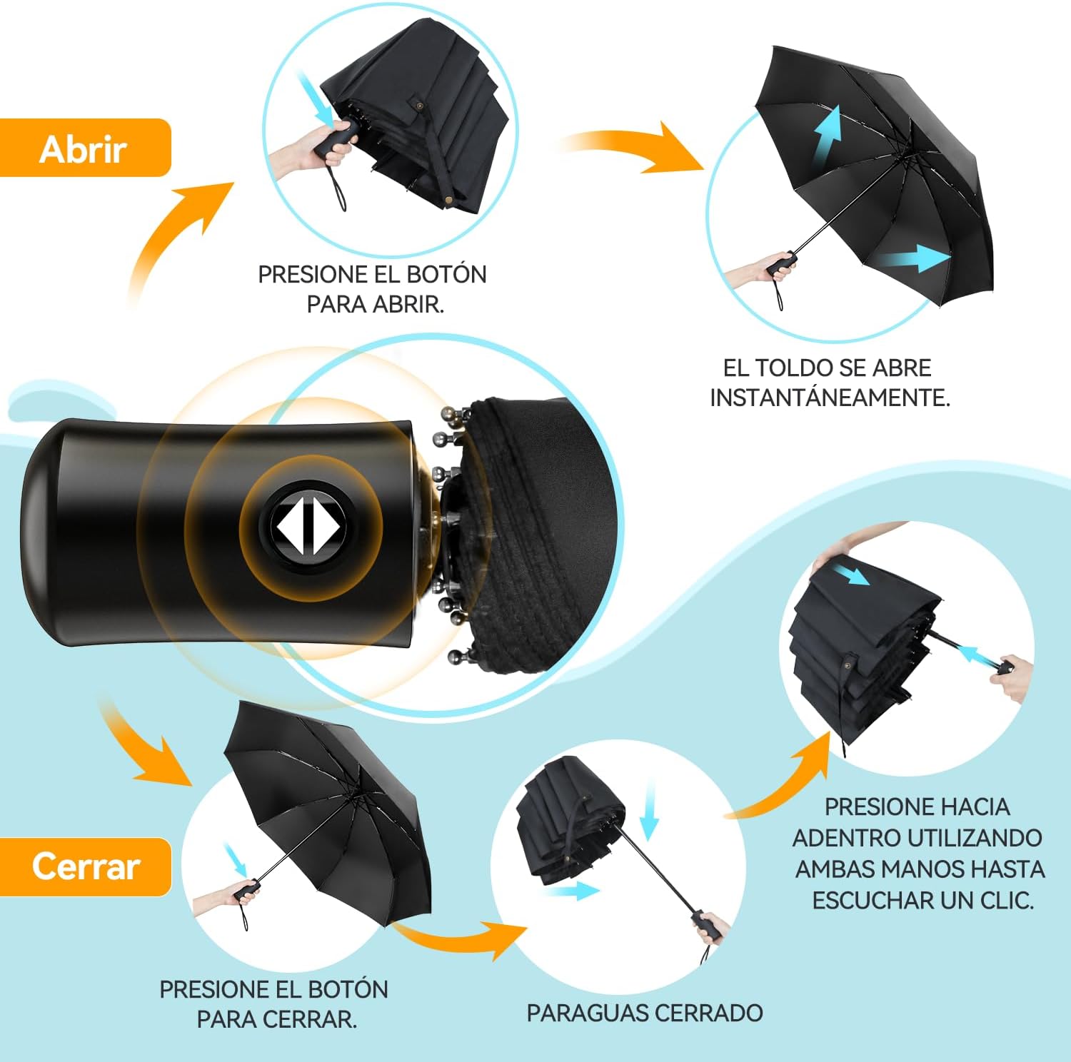 Detalle 2 de TechRise Paraguas resistente al viento plegable 🌂