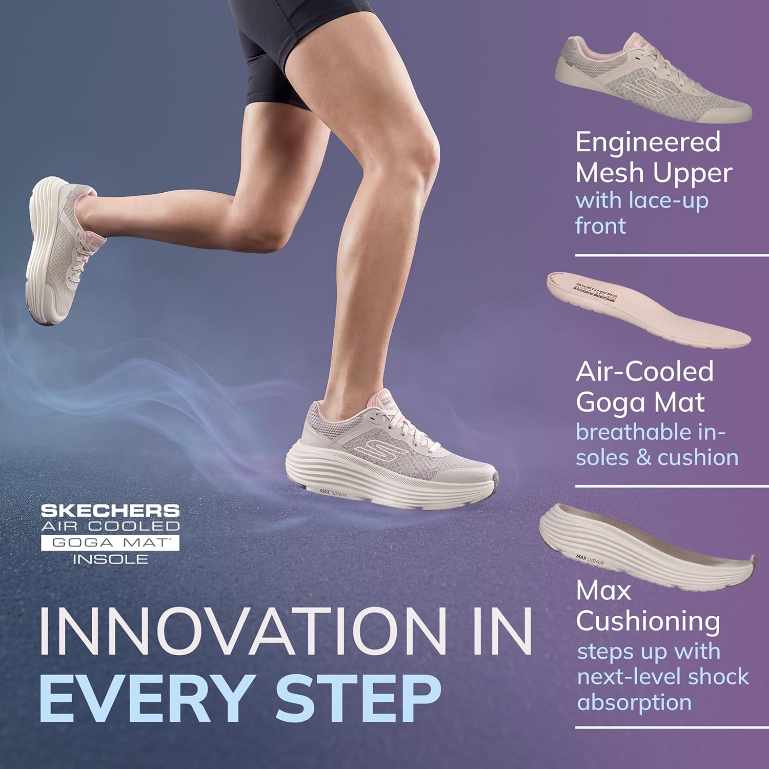 Thumbnail 6 de Skechers Donna Max Cushioning Endeavour Canova Trainers – Beige, tomaia in mesh