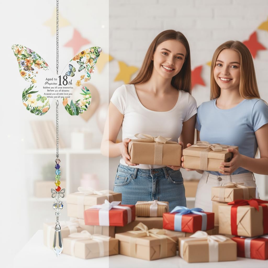 Thumbnail 3 de Birthday Gifts for Women: Crystal Butterfly Suncatcher with Thank You Card