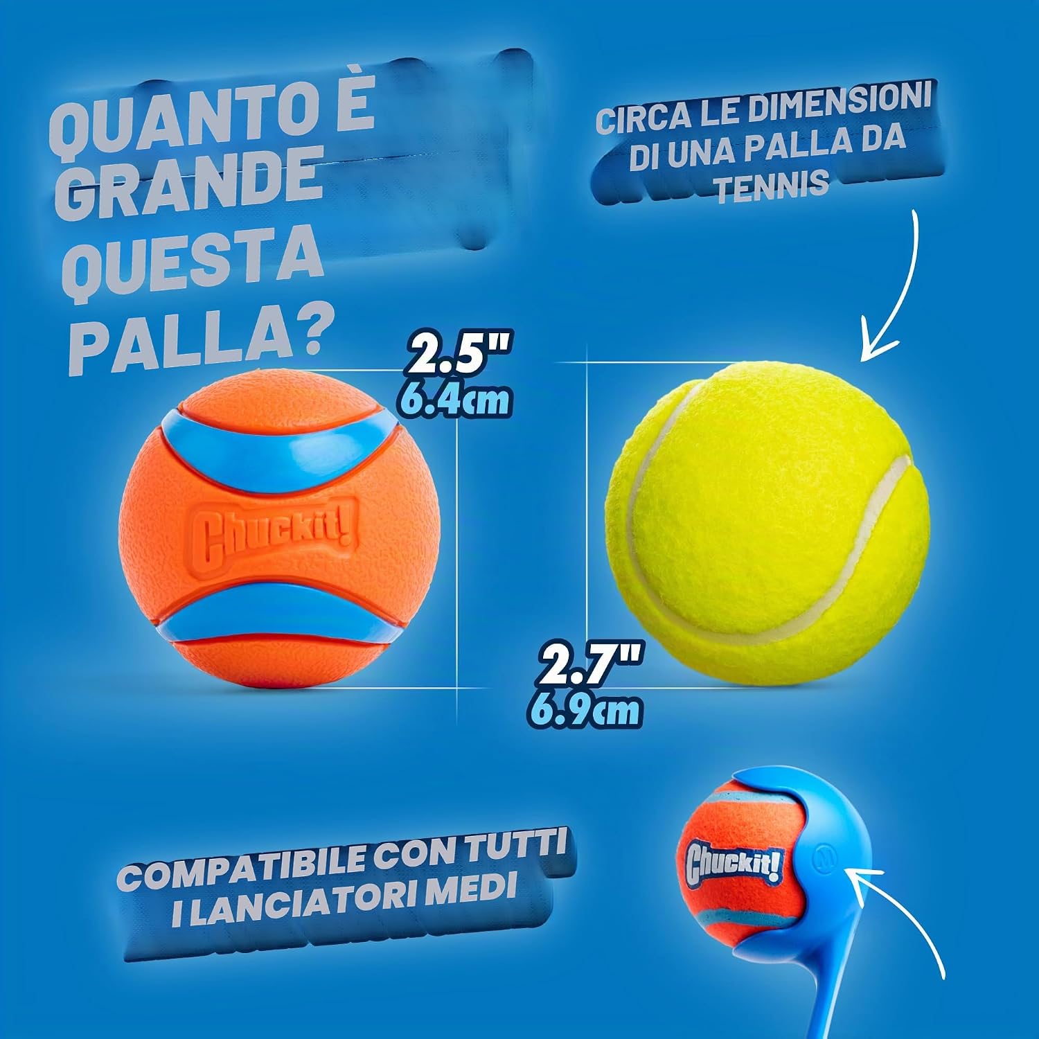 Detalle de Chuckit Ultra Ball Cane – Palla Multicolore M (Confezione 2) per lancio e nuoto