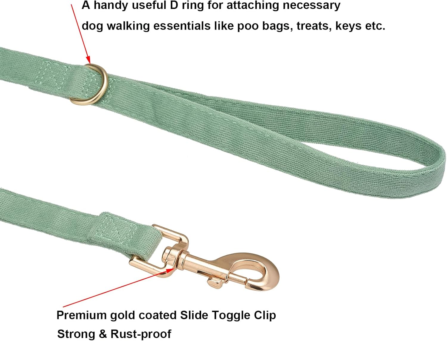 Thumbnail 2 de YUDOTE Soft Corduroy Dog Lead Small (1.5x150cm) in Sage Green