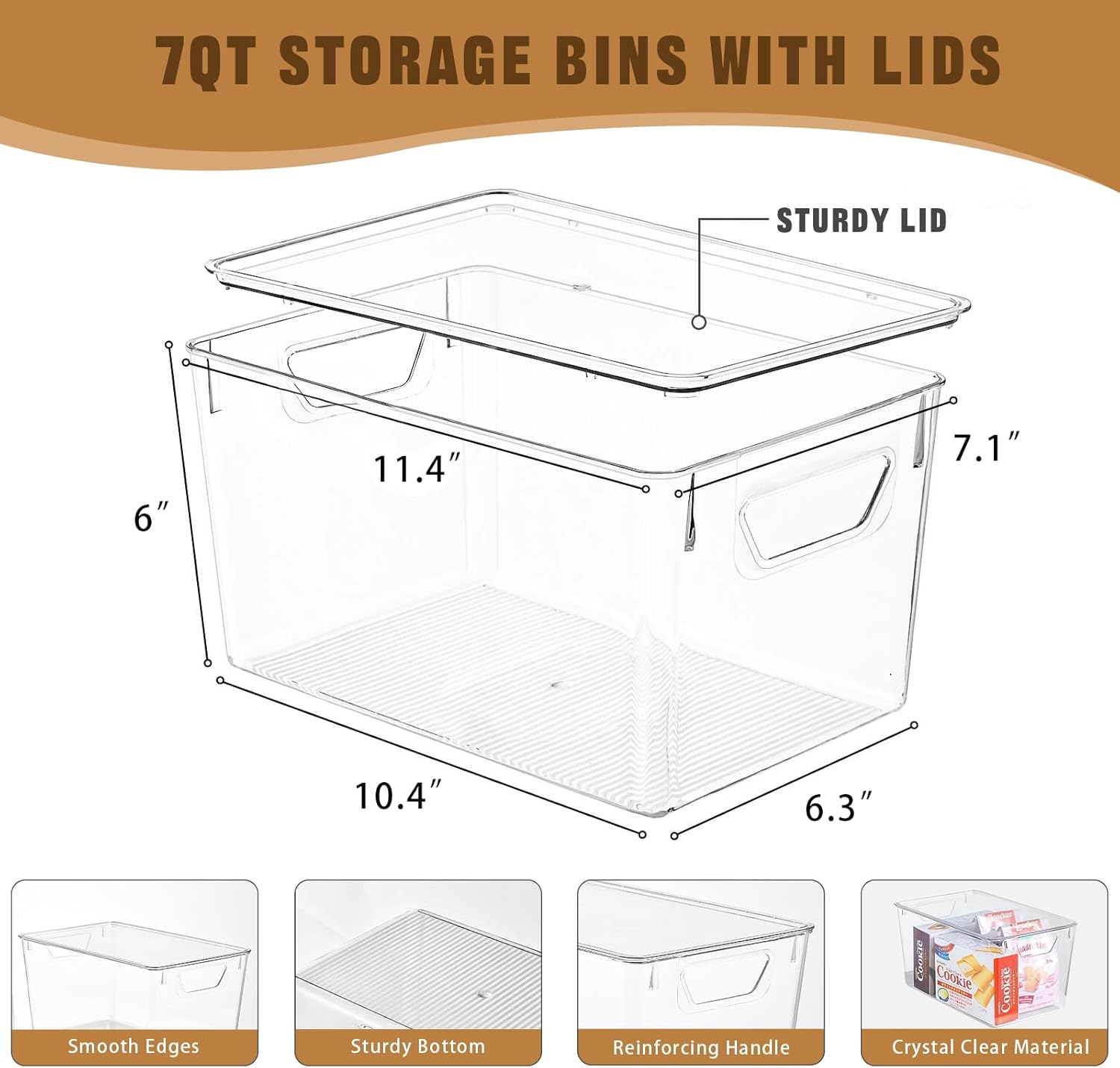 Detalle 2 de Clear Storage Bins 7 Quart 12-Pack for Organization