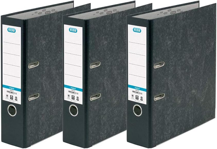 Detalle de Elba 400129085 pärmar, 3-pack A4, svart med 56 mm arkiveringskapacitet