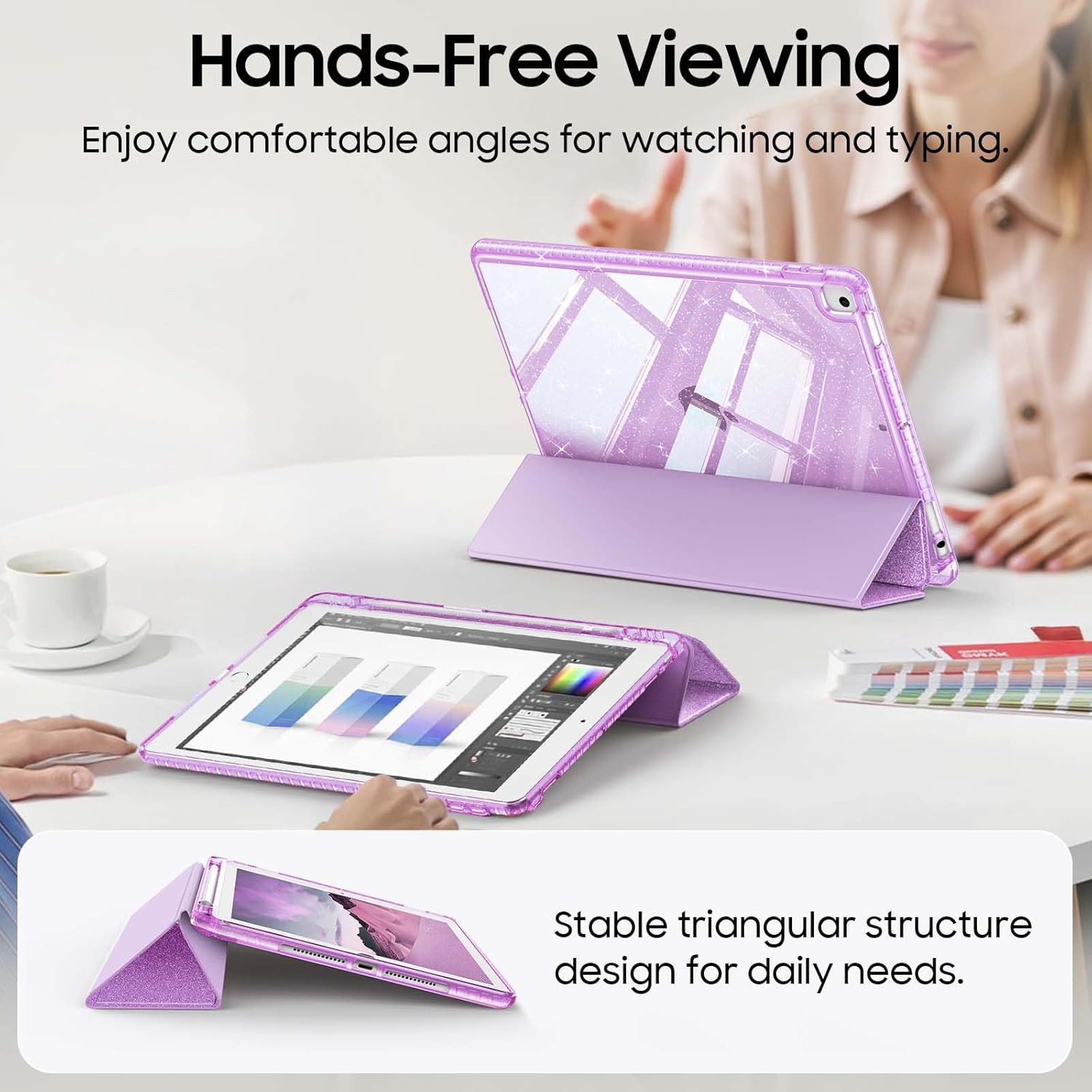 Detalle 2 de FINTIE Glitter Case for iPad 10.2-inch with Pencil Holder