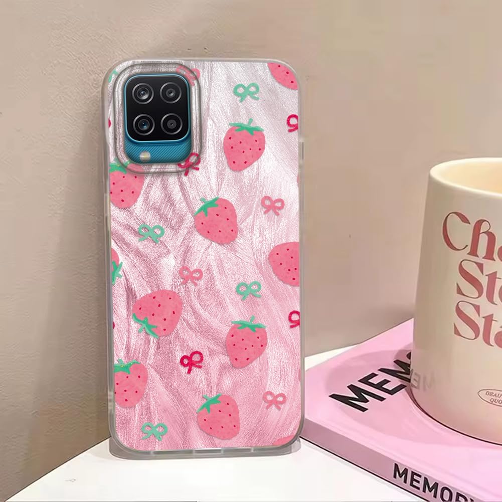 Detalle 2 de Tedyhulle Hülle für Samsung Galaxy A12 / M12 – Nanachnick Pink Erdbeeren, dünn & stoßfestes Silikon TPU Case