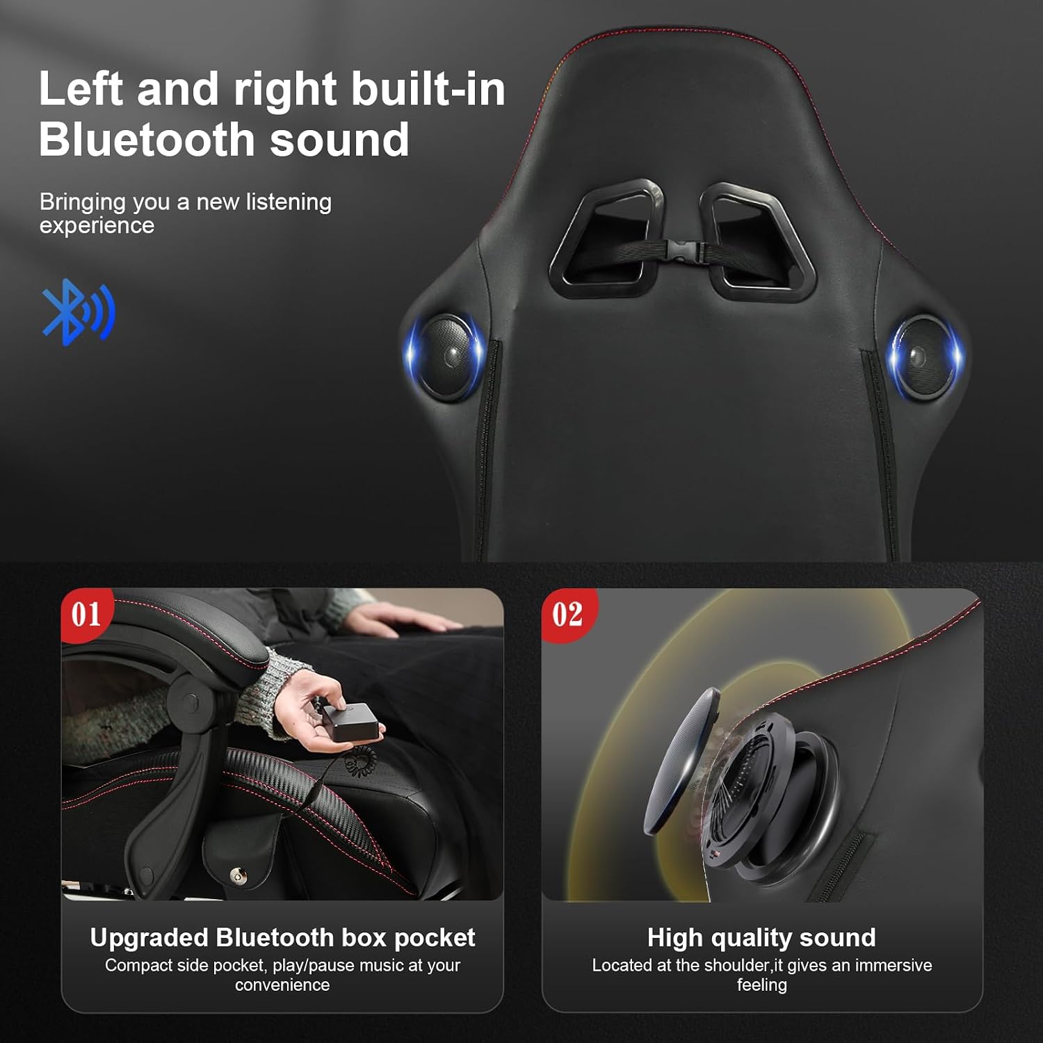 Detalle de GTPLAYER Silla Gaming Ergonómica con Reposapiés 300 kg