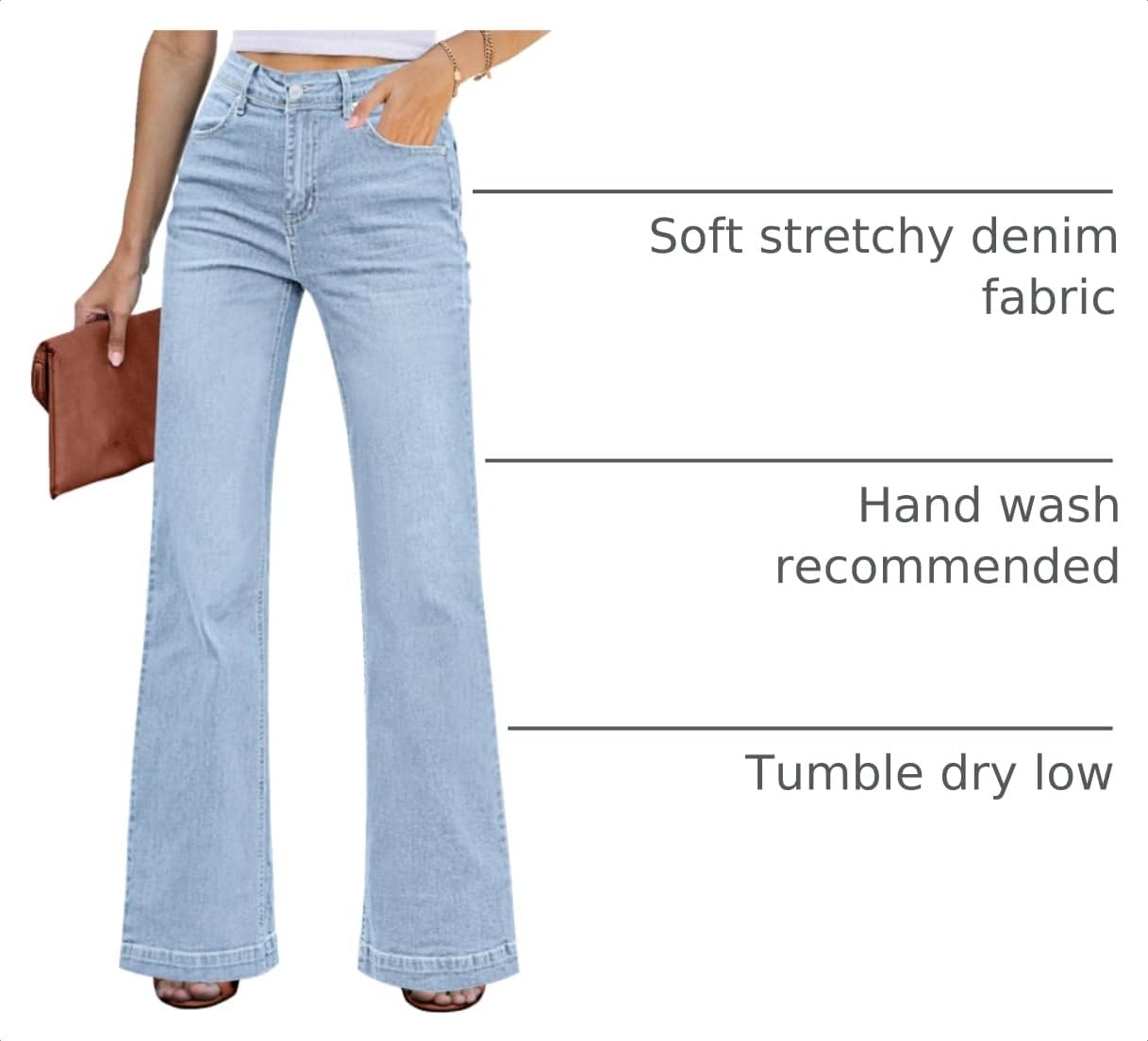 Detalle de GRAPENT Women's Flare Jeans, 33-Inch Inseam