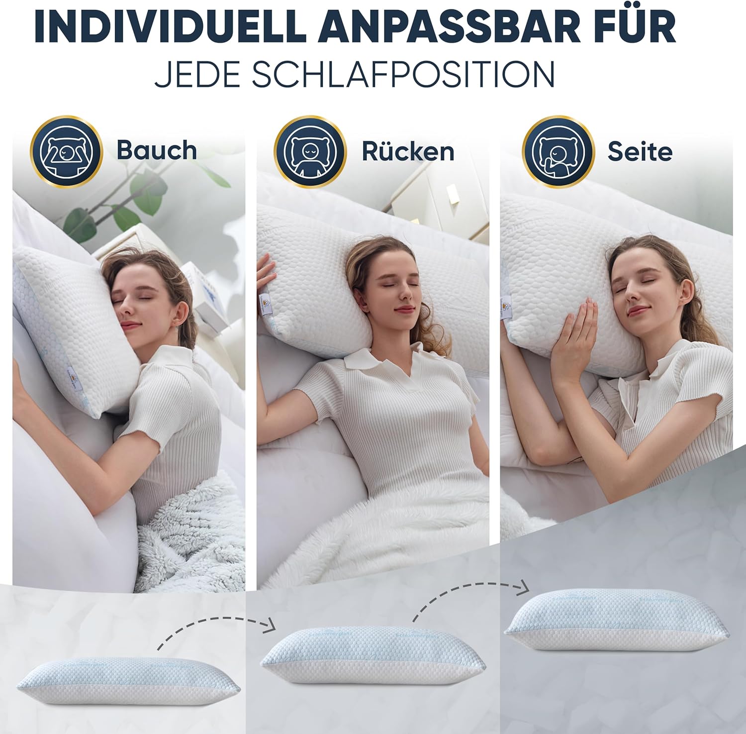 Thumbnail 3 de Memory Foam Nackenkissen 40x80 höhenverstellbar – ergonomische Unterstützung gegen Nackenschmerzen