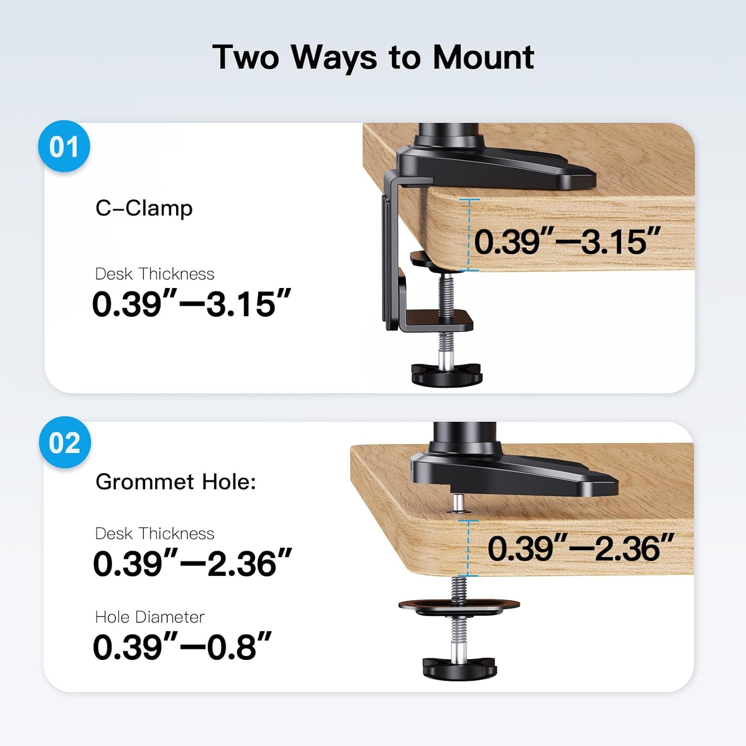 Thumbnail 5 de HUANUO Supporto per Monitor Triplo con Braccio a Gas per Schermi Curvi 13–32