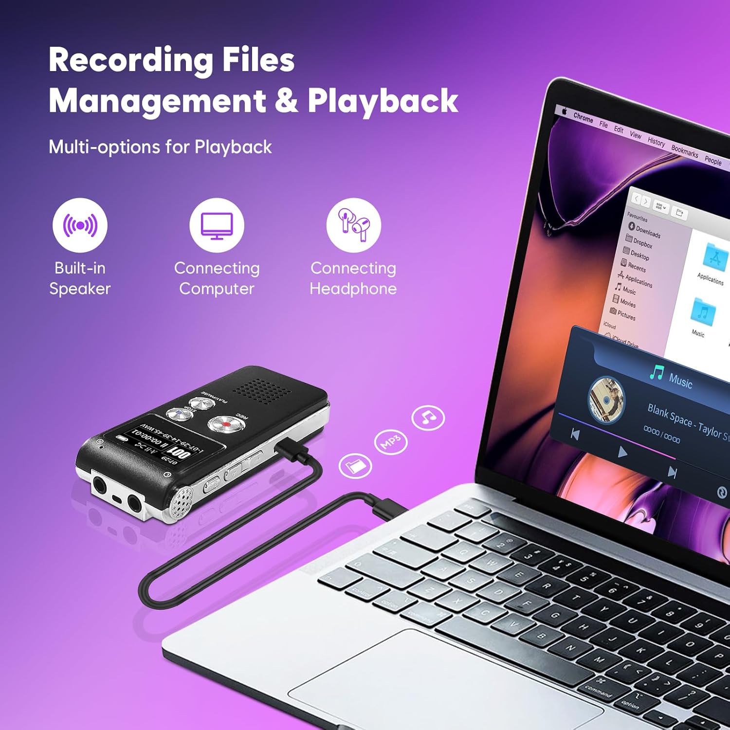 Thumbnail 4 de ZIPCIDE Voice Recorder 32GB 4800h