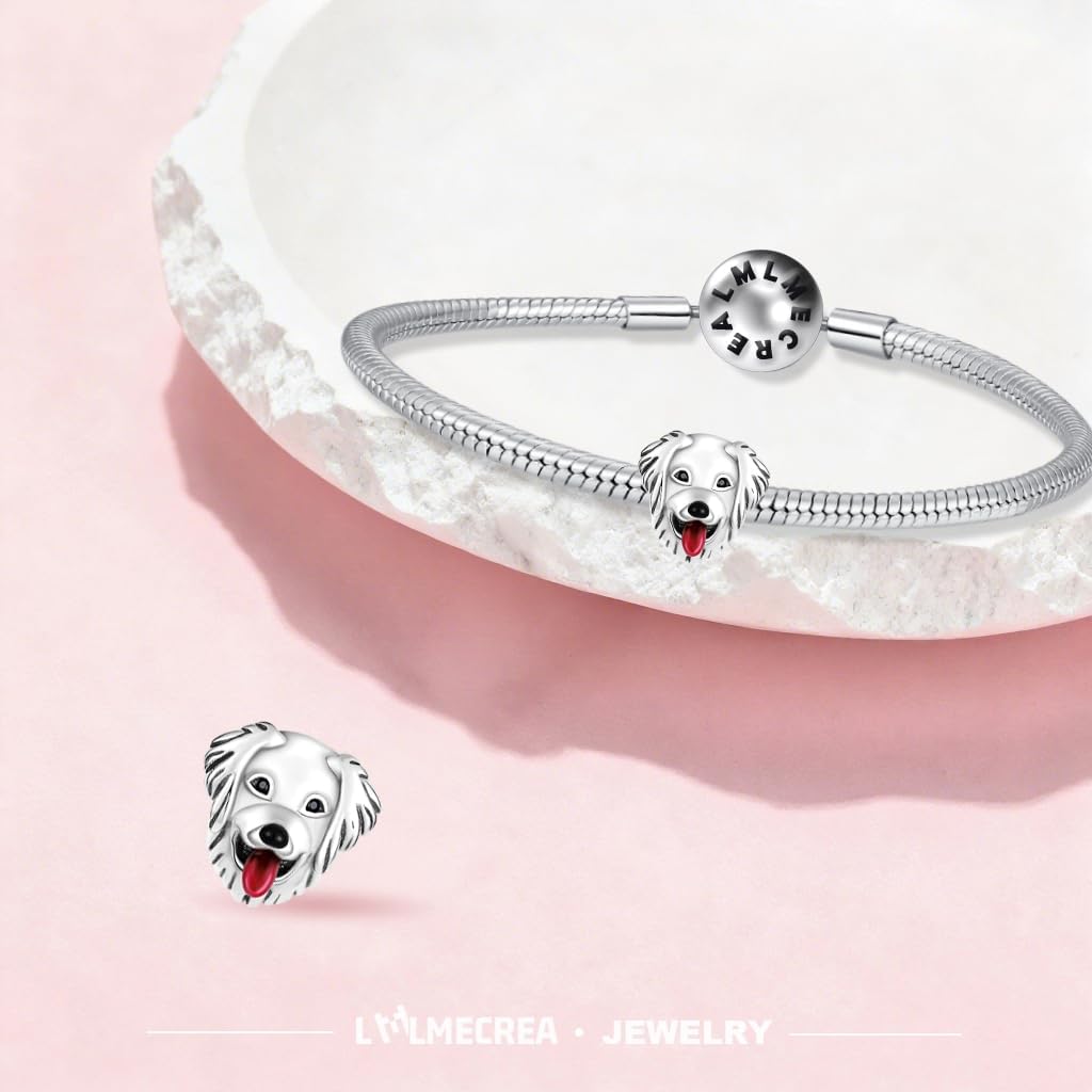 Detalle 2 de LMLMECREA Charm Anhänger 925 Sterling Silber – Hundekopf Design für europäische Armbänder