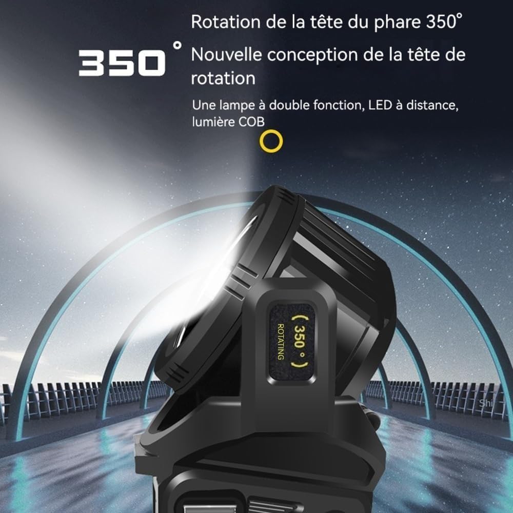 Thumbnail 4 de LETOUR Projecteur à main LED double tête rechargeable 9 modes, étanche IPX4
