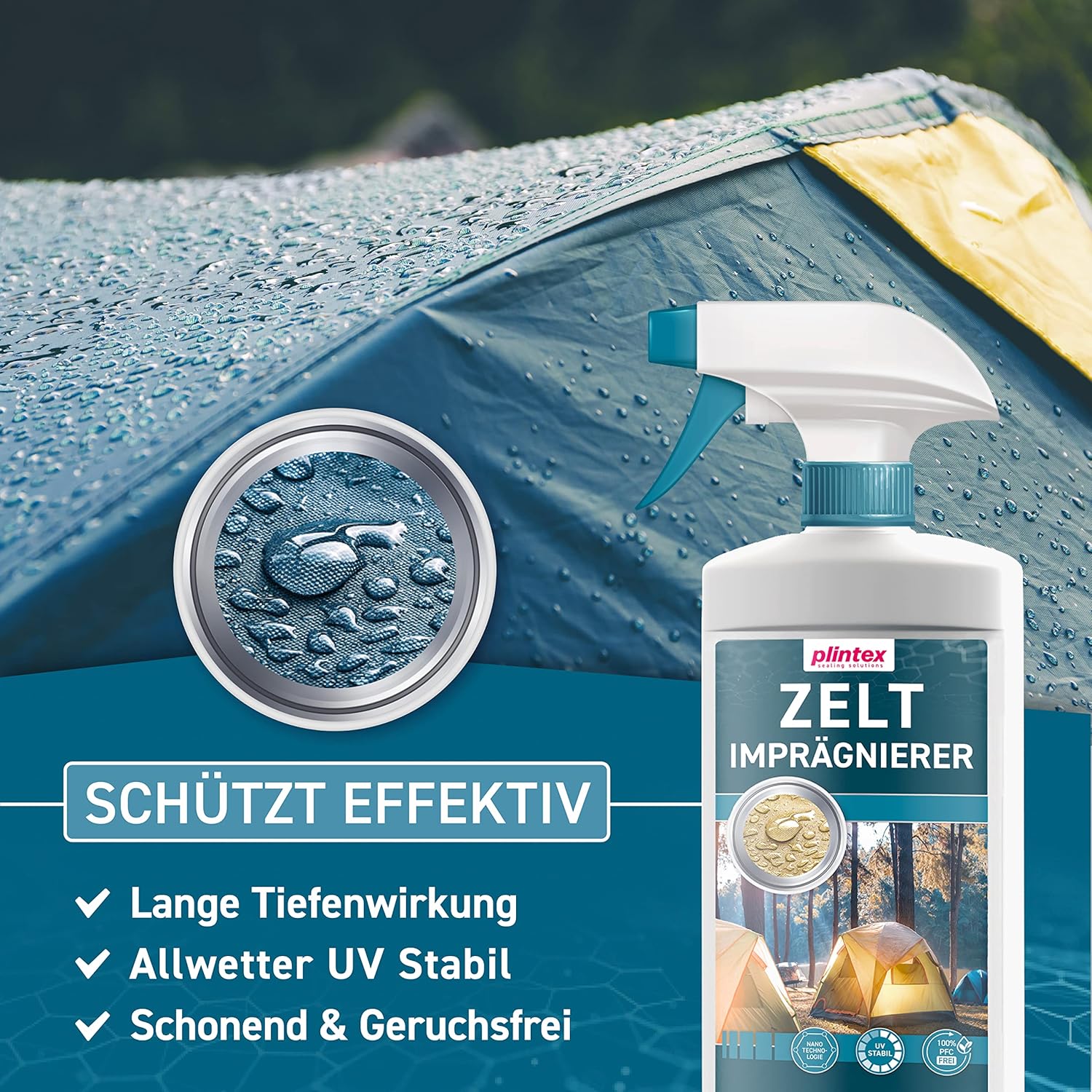 Thumbnail 2 de PLINTEX Zelt & Pavillon Imprägnierung 2x580 ml – Wasserdicht, atmungsaktiv und frei von PFCS