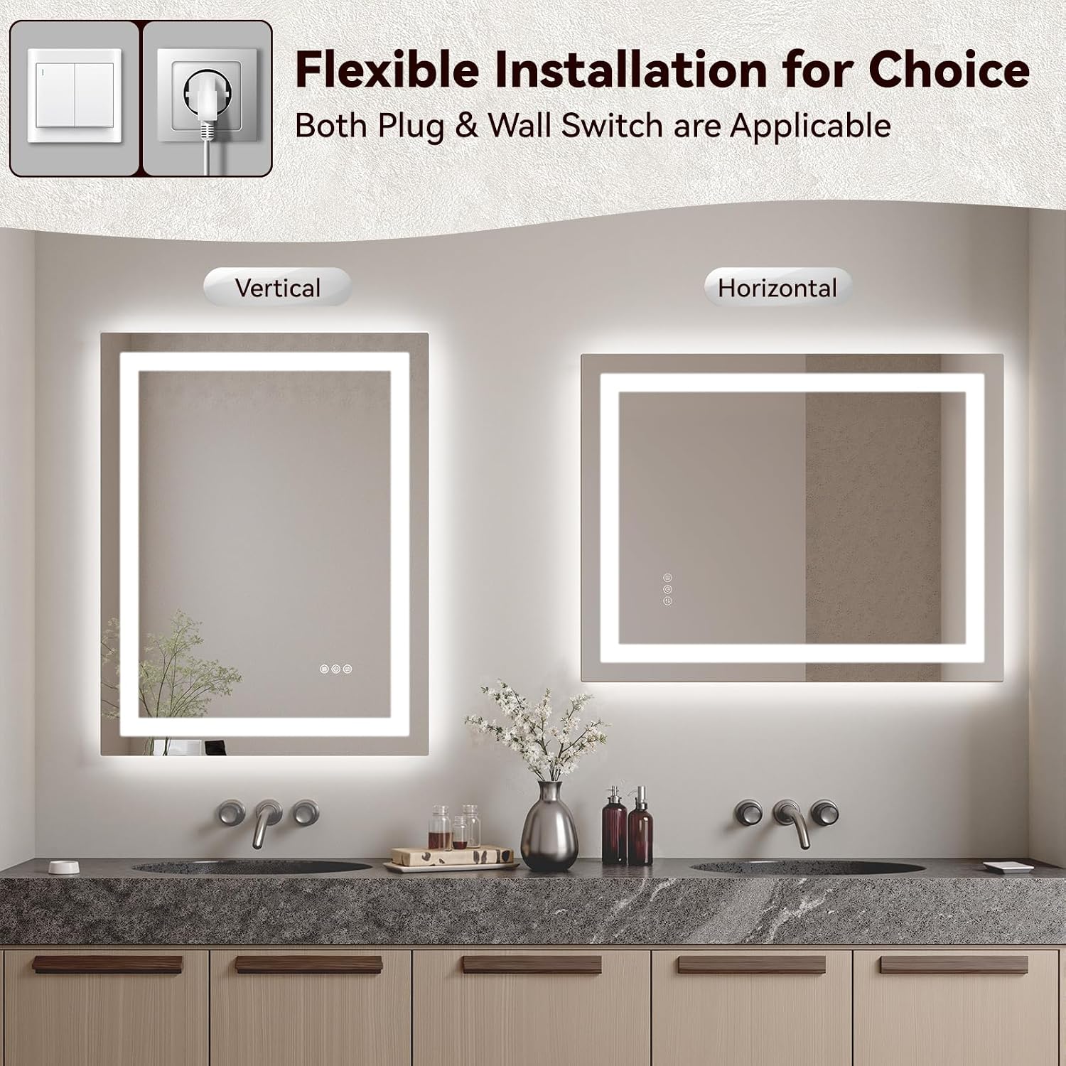 Thumbnail 6 de SHYWENHSIU 28" x 36" LED Bathroom Mirror, Frontlit and Backlit, Anti-Fog