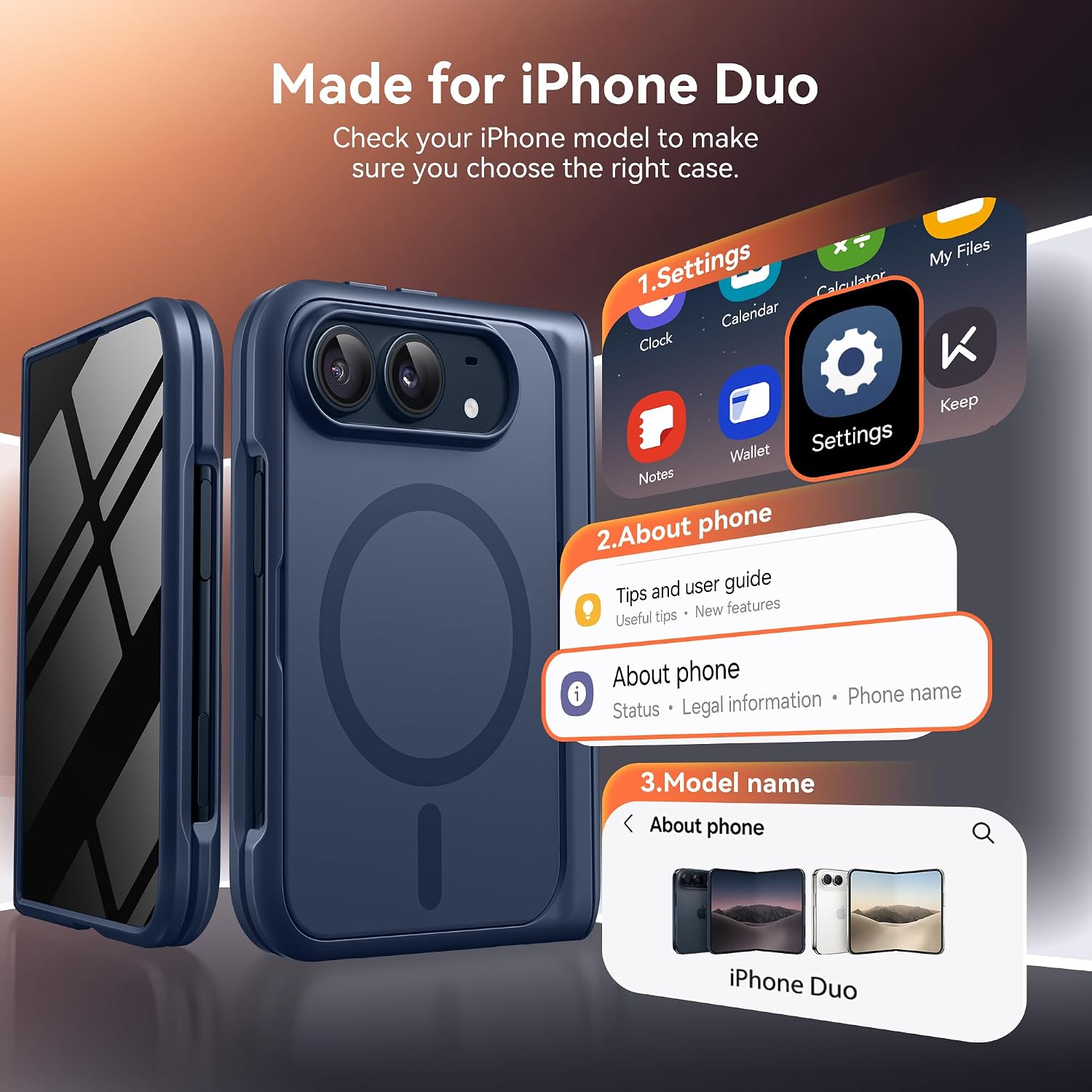 Thumbnail 6 de BERFY Duo Case for iPhone Duo with MagSafe, Stand and Privacy Screen, Blue