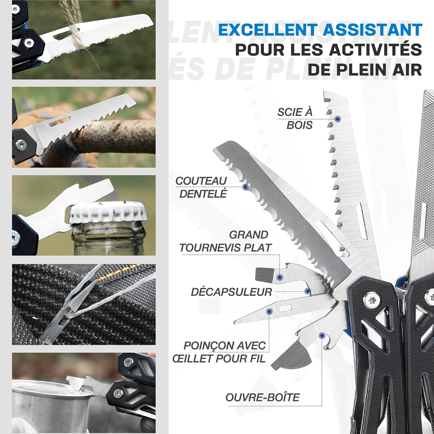 Thumbnail 4 de Mossy Oak Pince Multifonction en Acier Inoxydable 22 en 1 – Outil outdoor complet