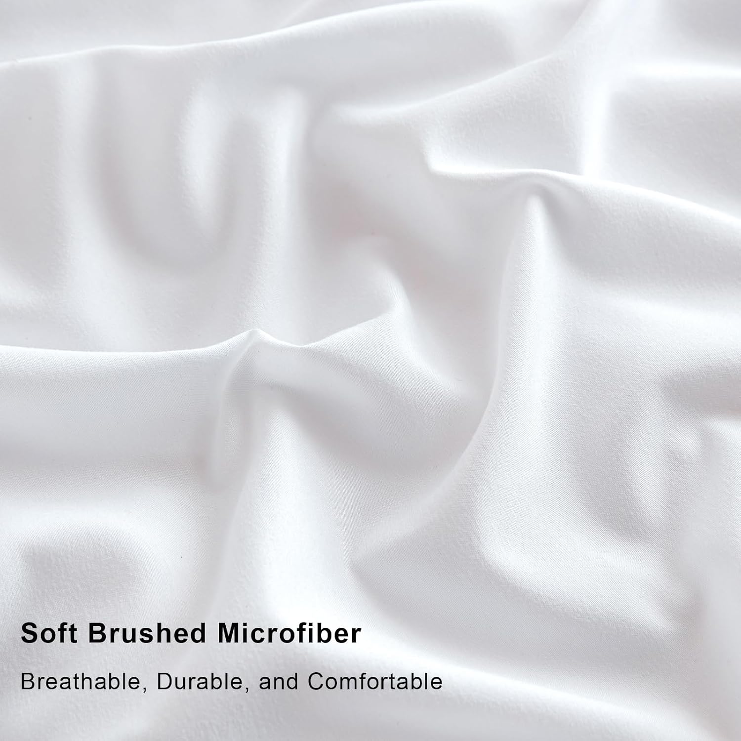 Detalle de Soifox Double Duvet Cover Set White (200 x 200 cm) with 2 Pillowcases (50 x 75 cm) – non-iron microfiber with zip closure