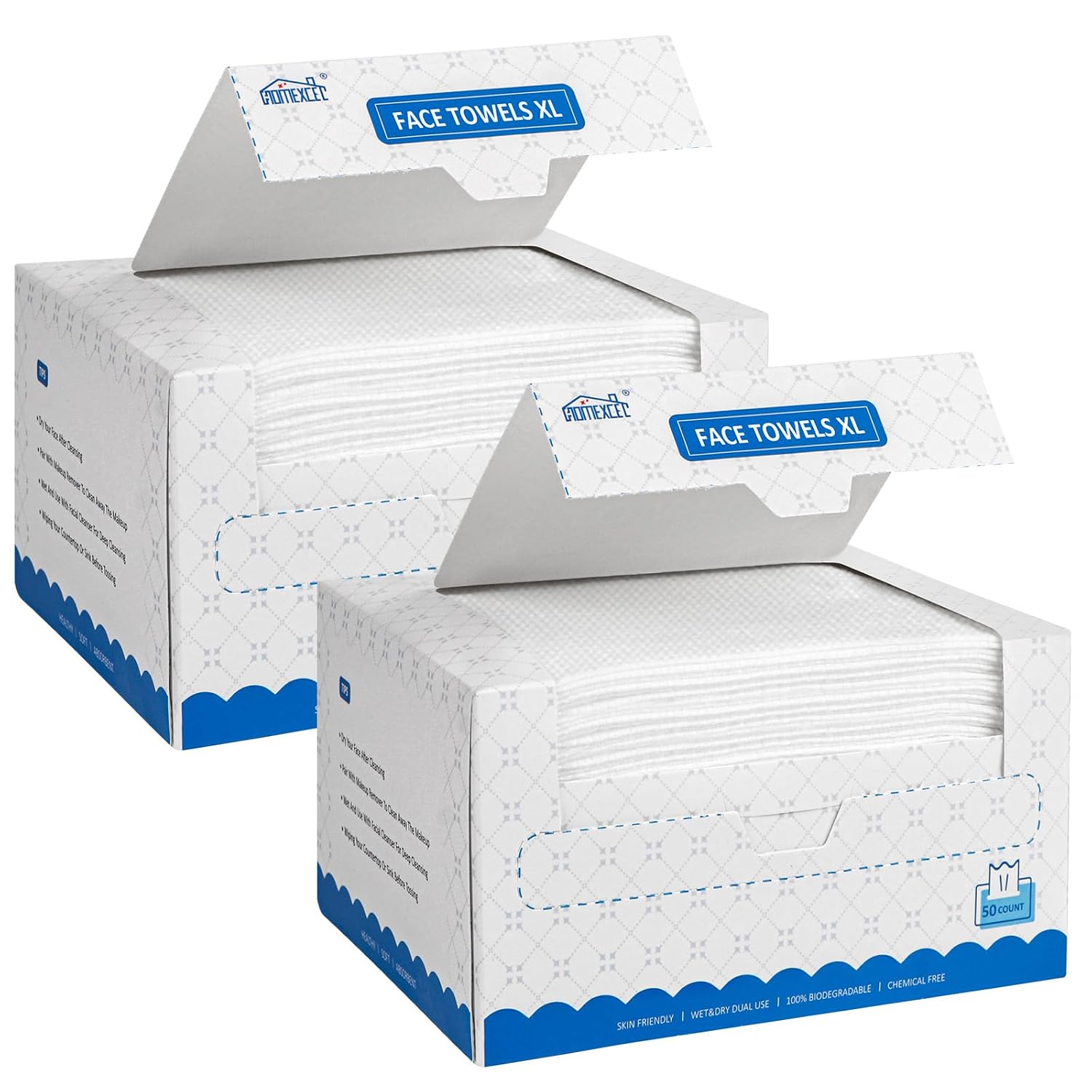 Detalle de HOMEXCEL XL Disposable Face Towels, 100 Count, Dual-Texture and Lint-Free