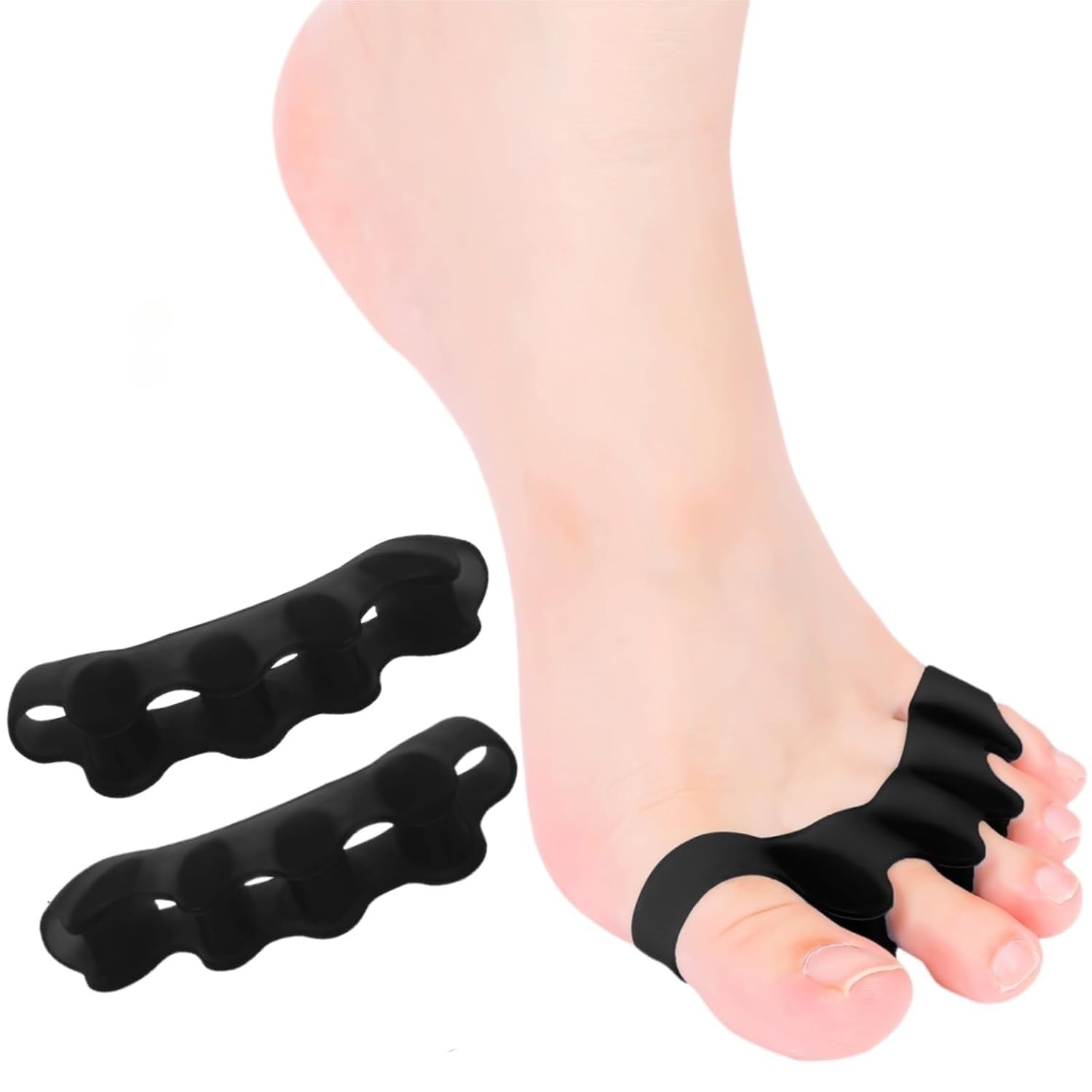 Detalle de sundpik Toe Spacers, 2-Piece Black Ergonomic Toe Separators for Adults