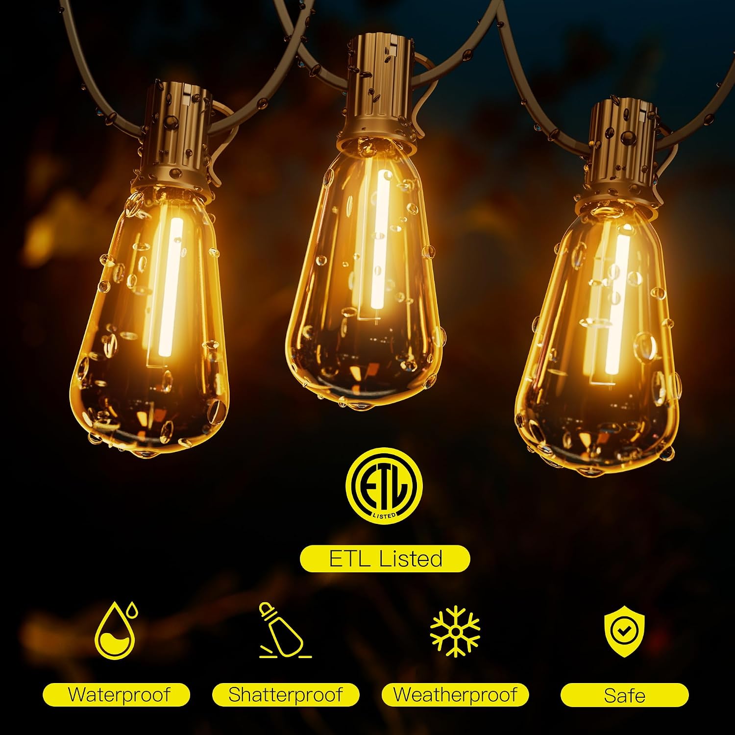 Thumbnail 5 de OHLUX GLS-20J2P-E17-ST38-60 Outdoor String Lights, 120FT, 2200K Dimmable LEDs