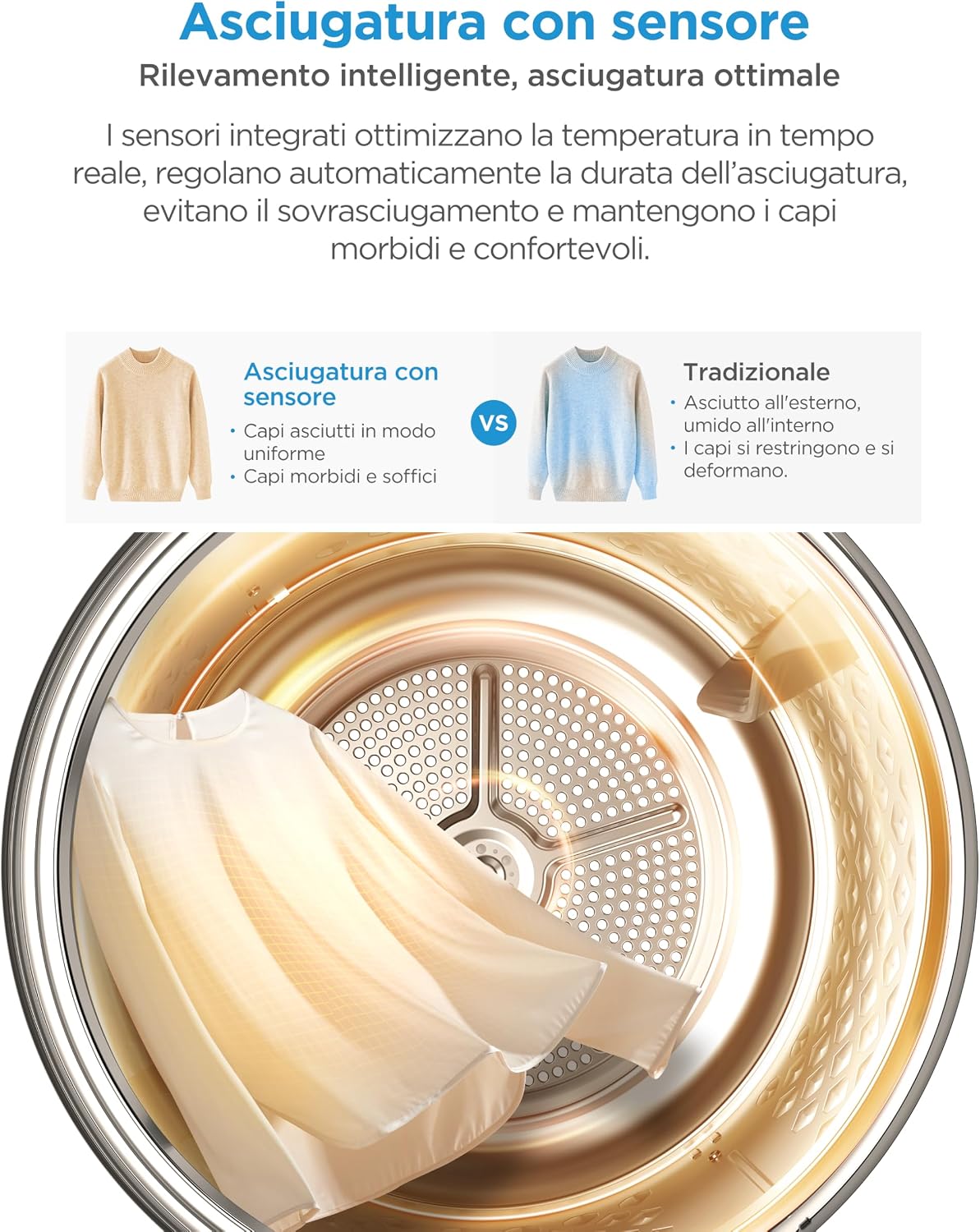 Detalle de Midea Asciugatrice a Pompa di Calore 8 kg Classe A++ – asciugatura rapida e cura delicate