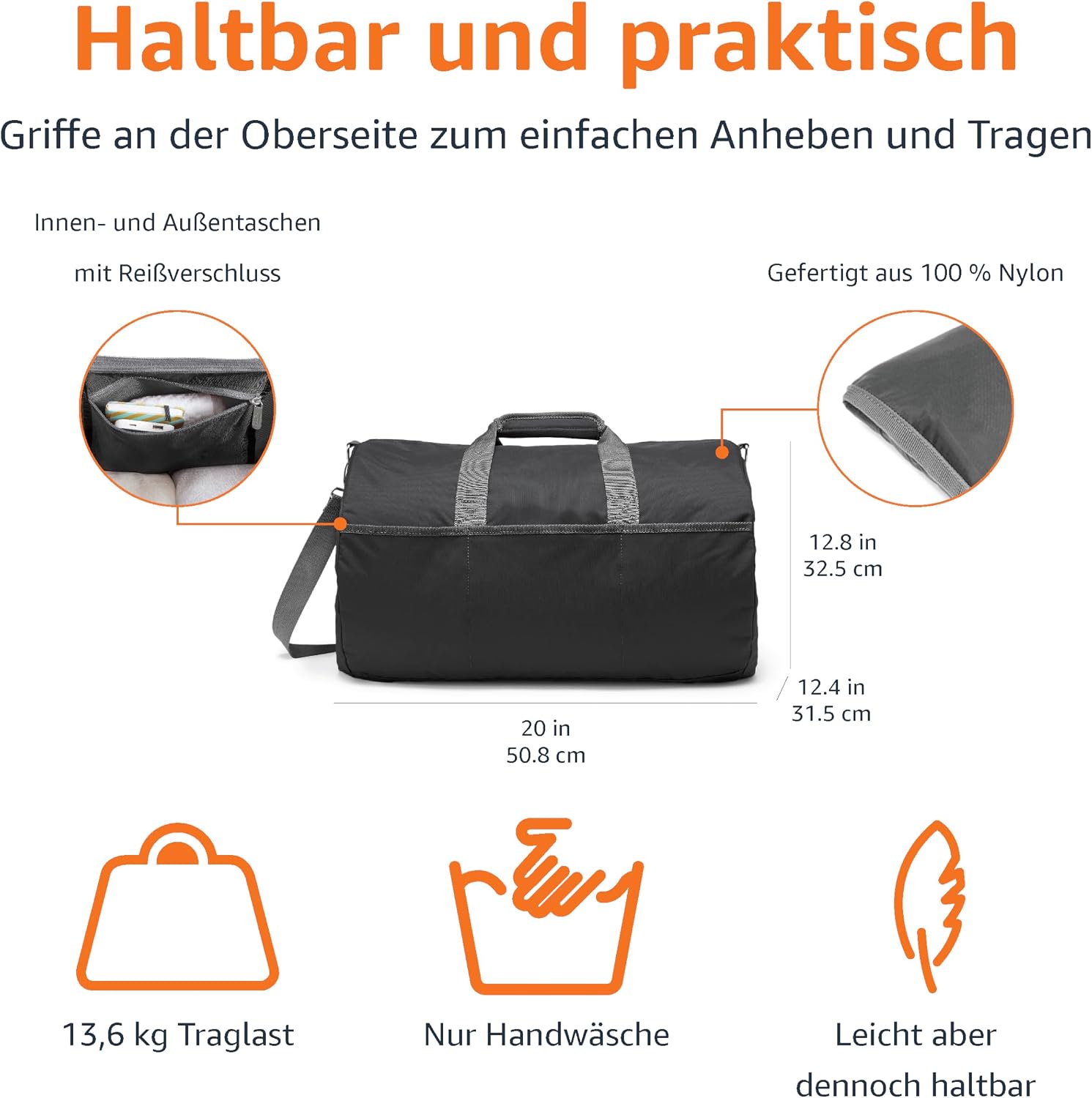Detalle 2 de Amazon Essentials 50,8 cm Faltbare Nylontasche 13,6 kg