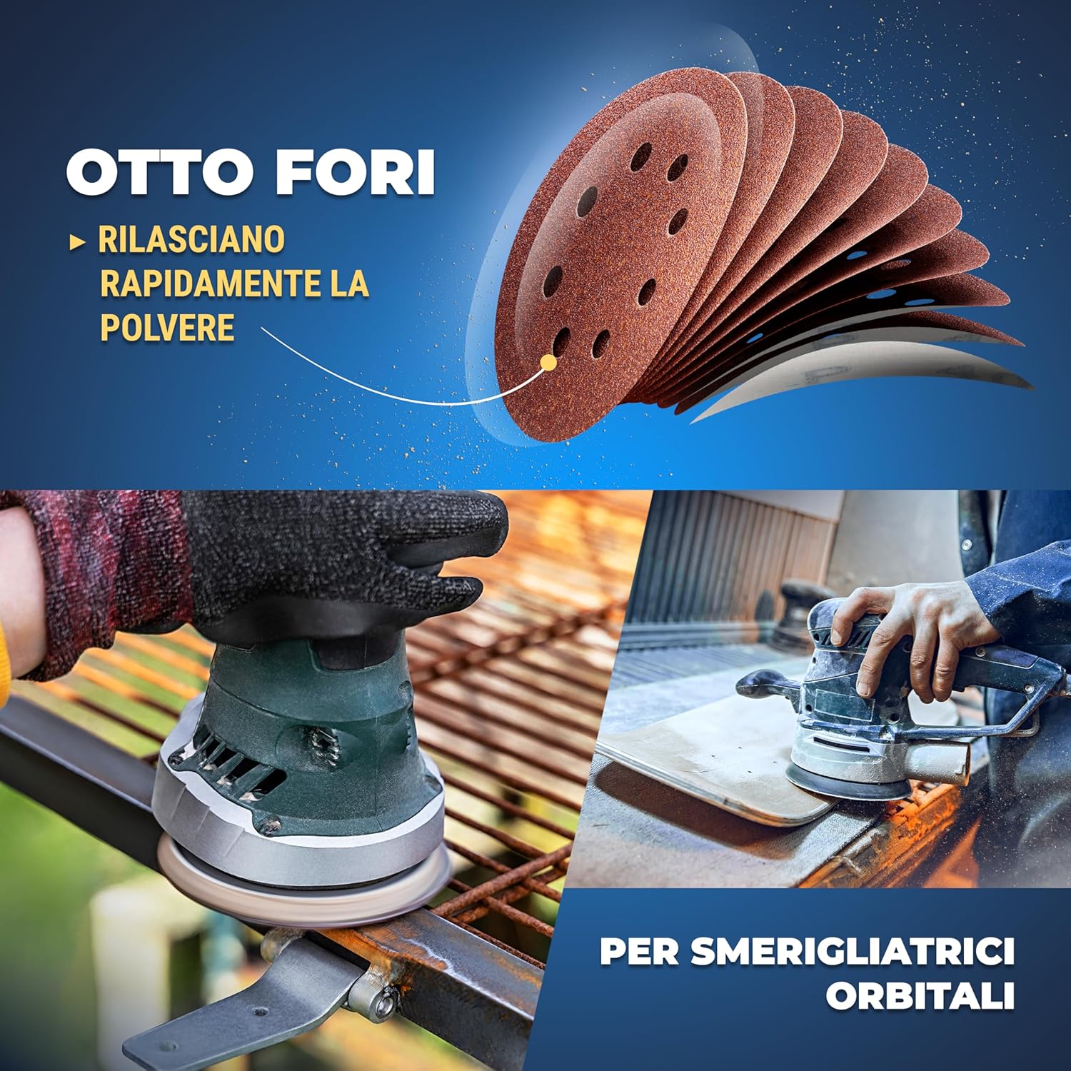 Thumbnail 5 de S&R Dischi Abrasivi 125 mm Carta Vetrata Levigatrice — Set 60 pezzi, grane 40/60/80/120/180/240 (8 fori) per levigatrice orbitale