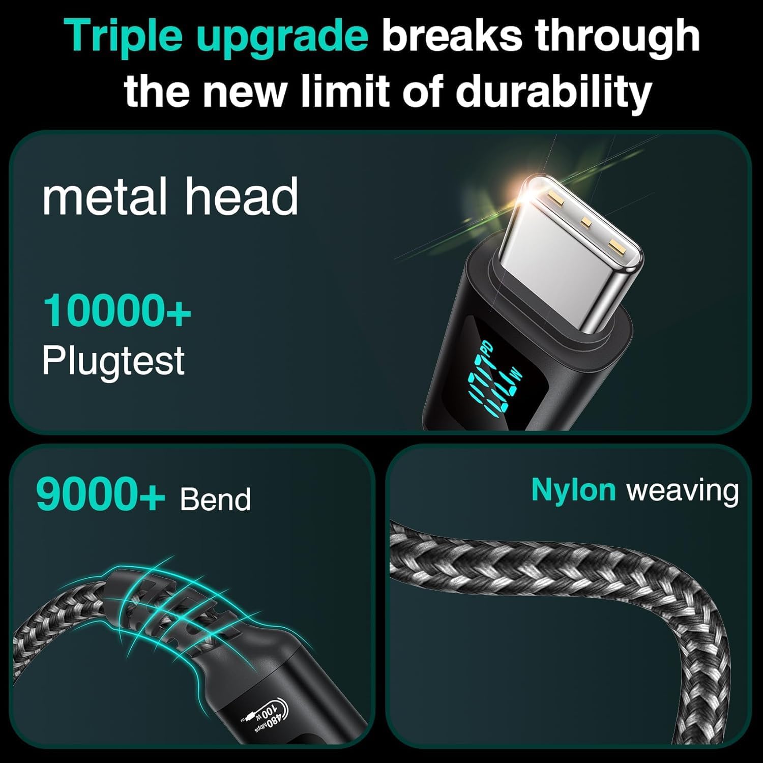 Thumbnail 5 de USB-C auf USB-C Kabel 100W mit LED, 2×2 m