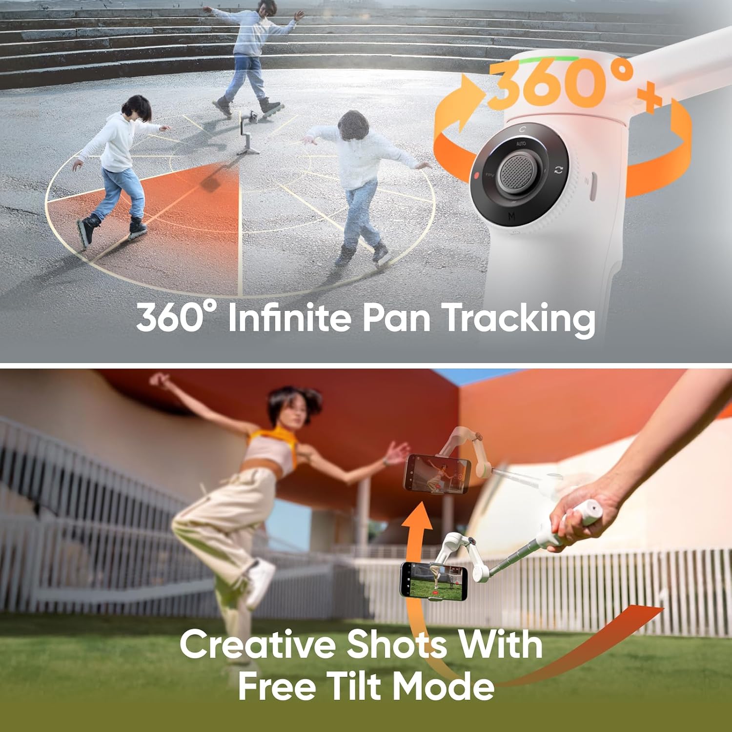 Detalle de Insta360 Flow 2 Pro – gimbal do smartfona ze śledzeniem 360° i Apple DockKit