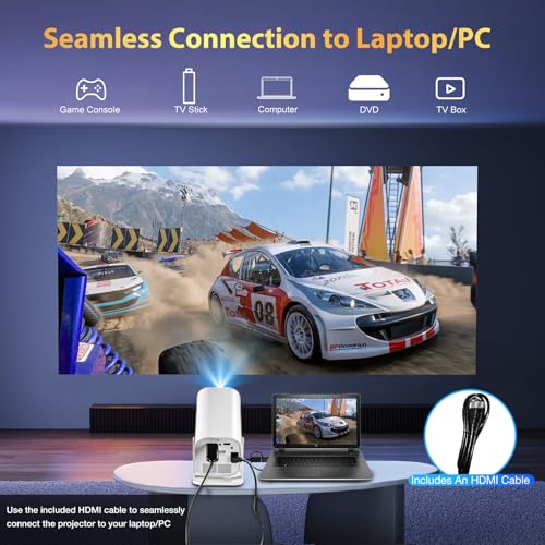 Detalle 2 de YGSKK Mini Projector with Wifi & Bluetooth: Built-in Apps, 1080p Native, 4K Ready