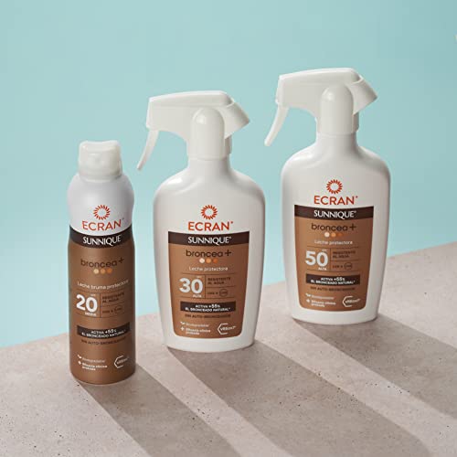 Detalle de Ecran Leche Protectora Solar Broncea+ SPF 50 en Spray (270 ml) – Protección alta con Bronceado natural y tecnología PureBronze