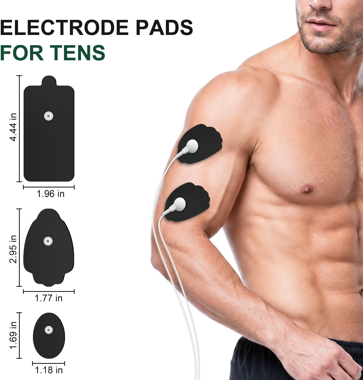 Detalle de Belifu Reusable TENS Electrode Pads, Pre-Gelled, Latex-Free, 3.5 mm Snap