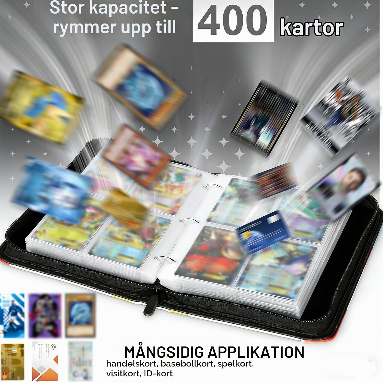 Thumbnail 4 de CALLYSONIC samlaralbum för kort, 400 kort, PU och dragkedja