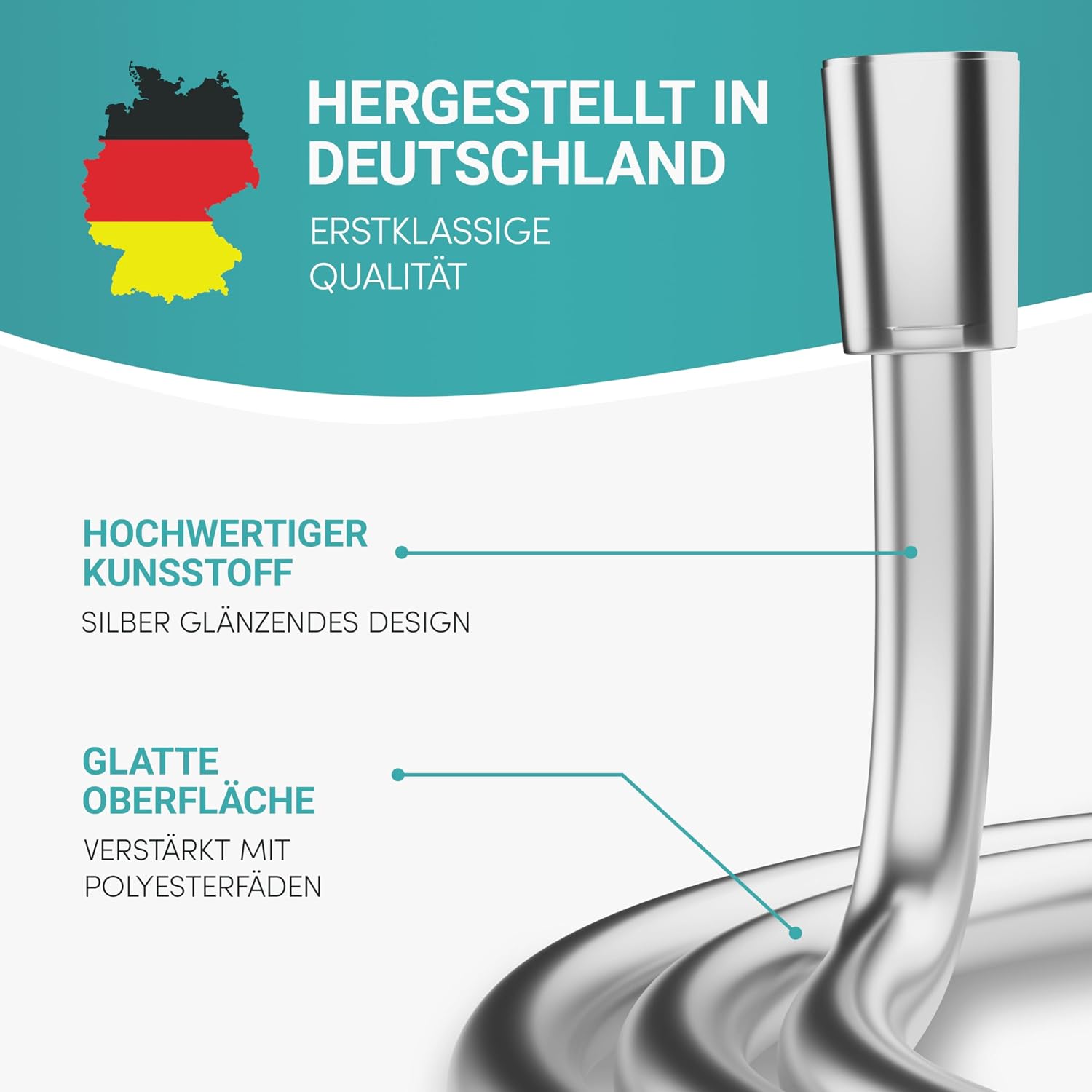 Detalle 2 de Engelbach Duschschlauch 2 m – Kunststoff, Standard G 1/2", knickschutz, Trinkwassergeprüft, Made in Germany