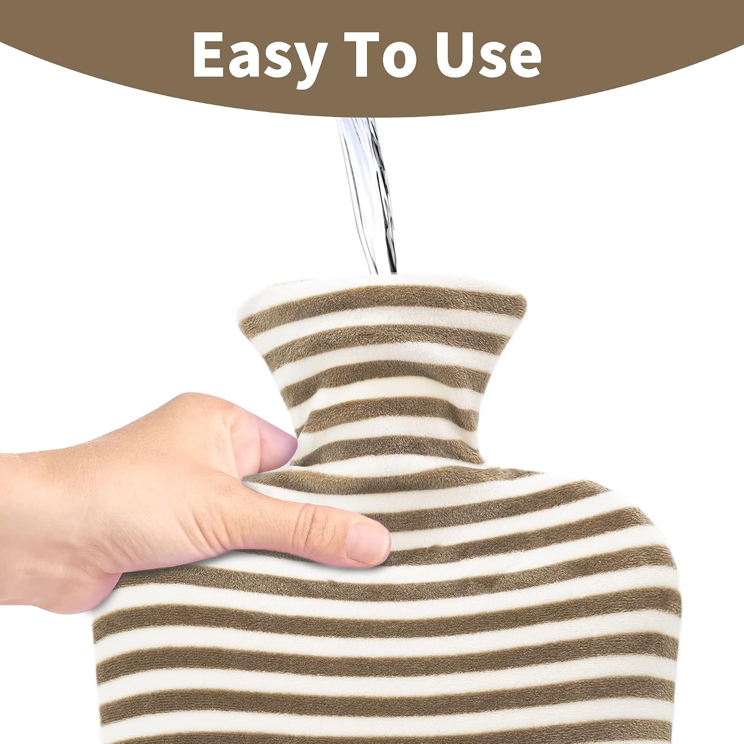 Detalle de DICEVER 2L Hot Water Bottle with Soft Cover, Hot and Cold Use, Gray