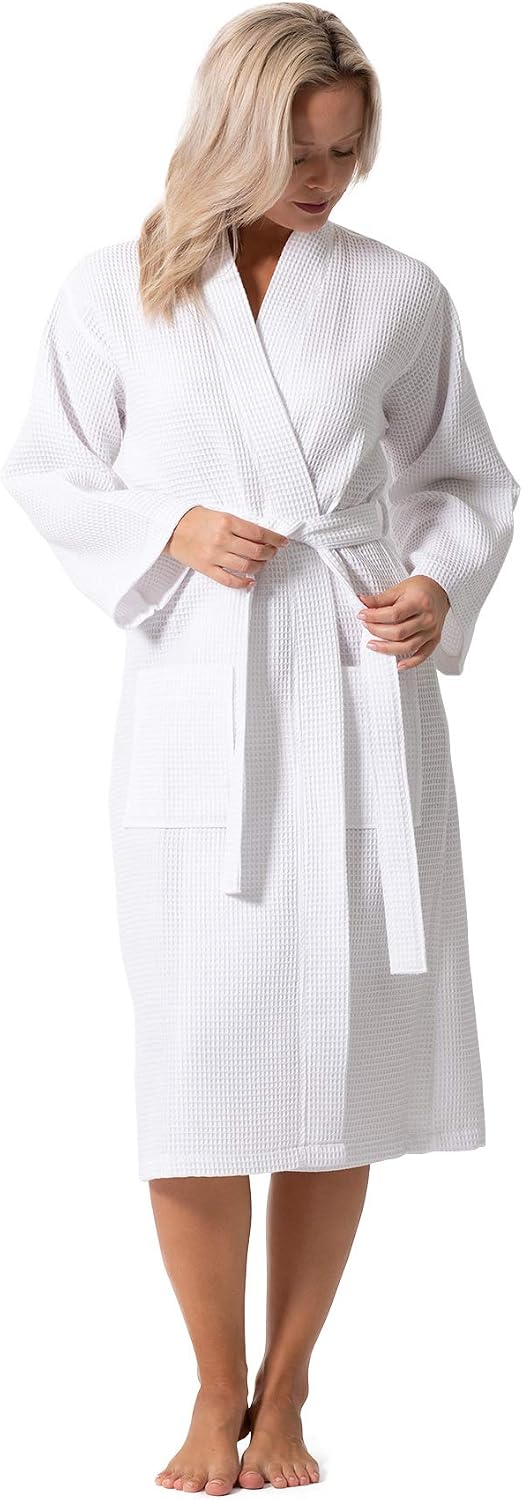 Detalle de Kimono robe 52% cotton waffle knit