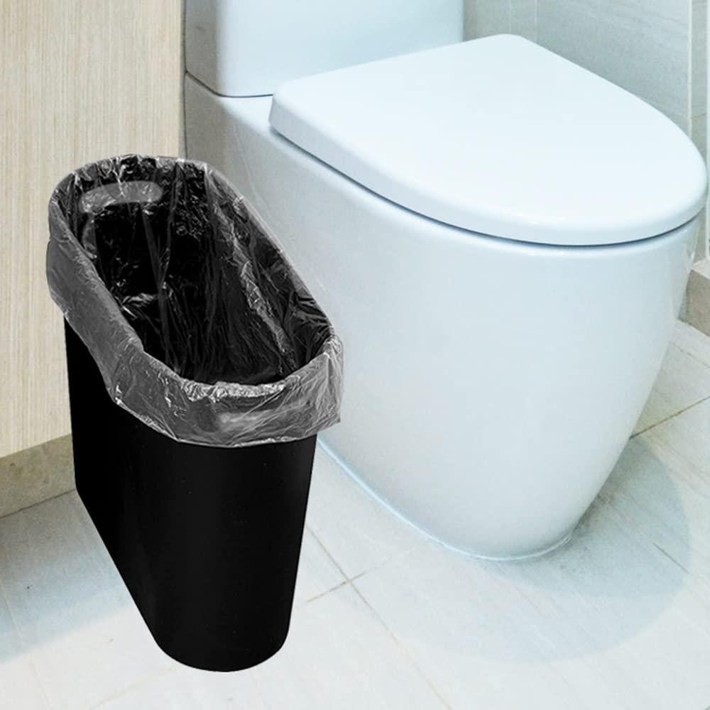 Detalle de Caxmtu Mülleimer Papierkorb aus Kunststoff (2 Stück) – schmal, 27 cm hoch, 10 L, mit Griff, Schwarz