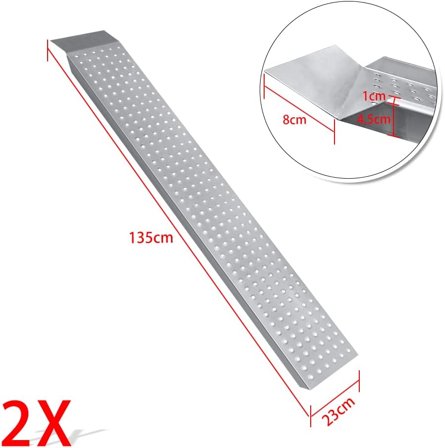 Detalle de UISEBRT Lot de 2 rampes d'accès jusqu'à 400 kg en acier galvanisé, 135 cm, antidérapantes