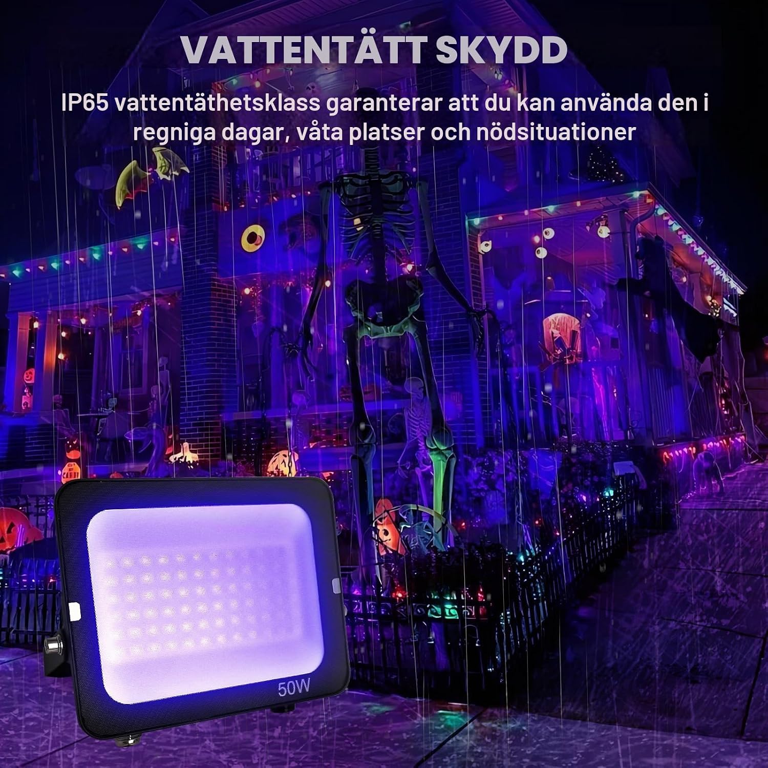 Detalle de Fosingut 100 W UV-strålkastare, IP65, 395–400 nm och 144 LED-lampor