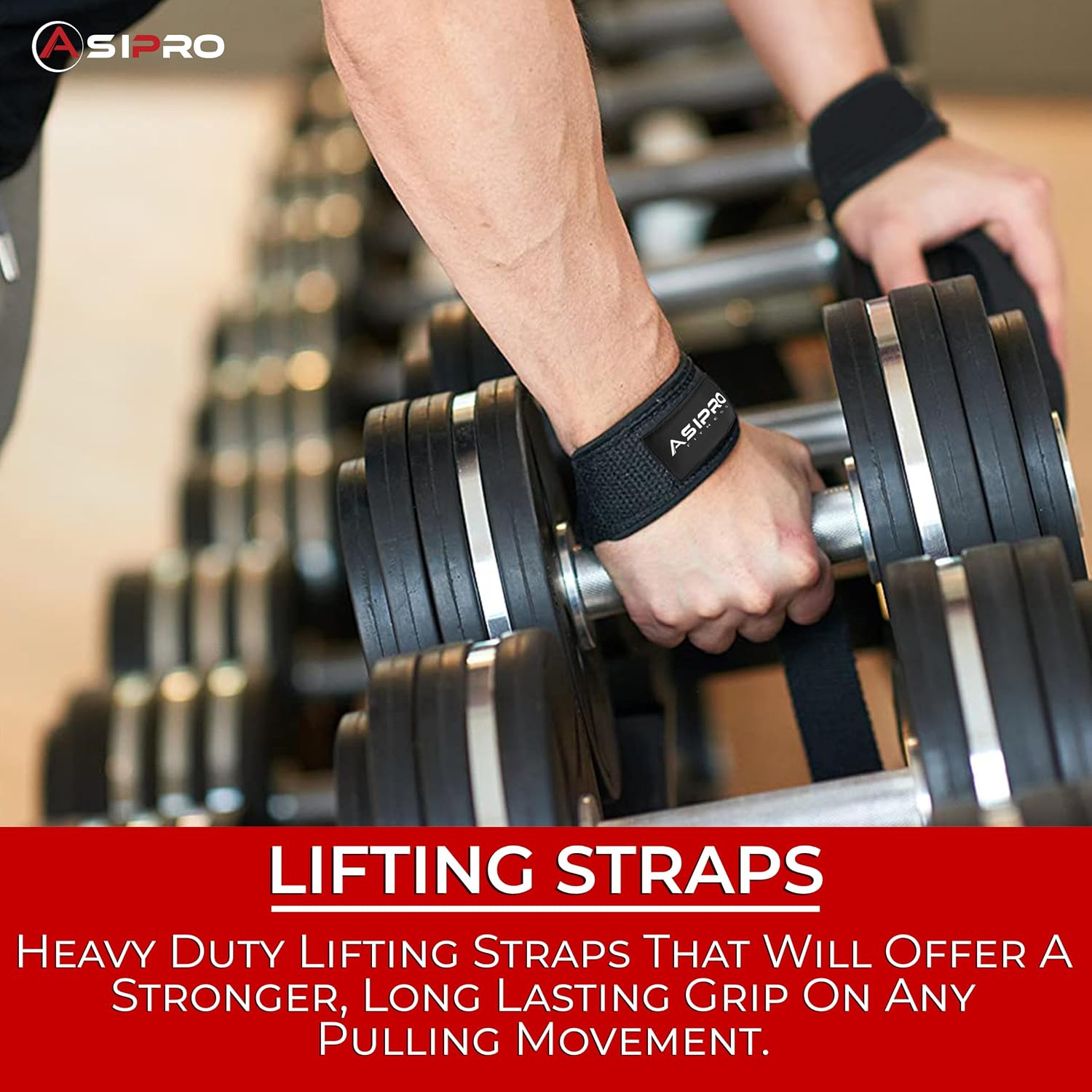 Detalle 2 de ASIPRO AS-STRP-01 Weightlifting Wrist Straps, 22-Inch Cotton with Neoprene Padding