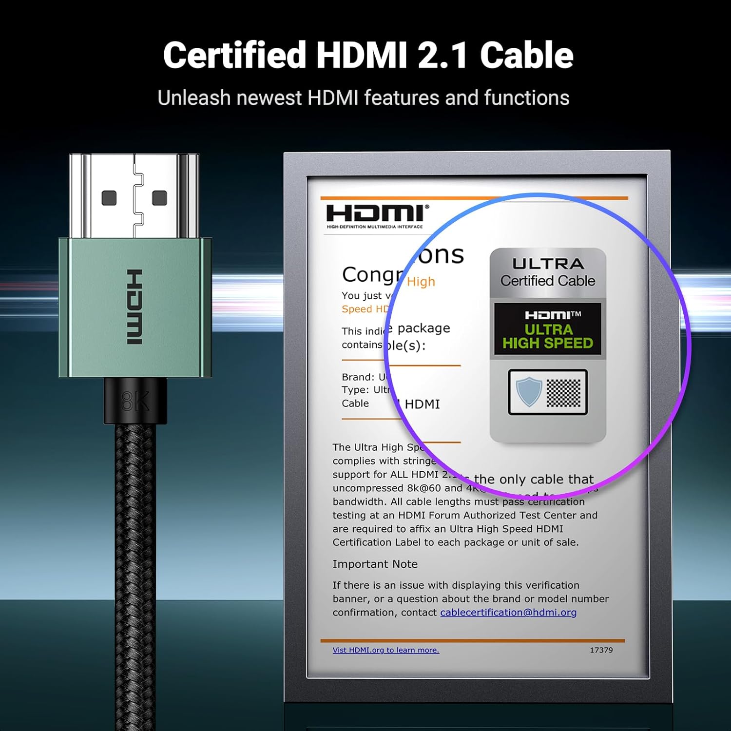 Thumbnail 1 de UGREEN HDMI 2.1 Cable 48Gbps 1M