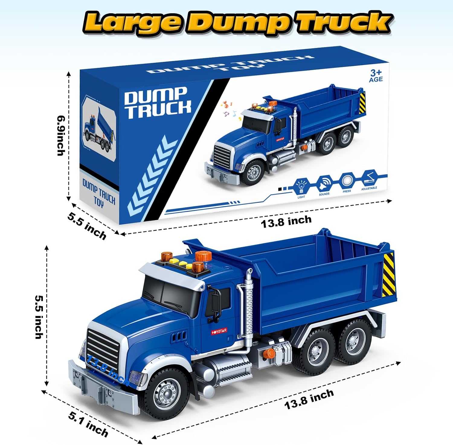 Detalle de SpringFlower Large Dump Truck Toy (15 in) with Sound and Light for Ages 3–7