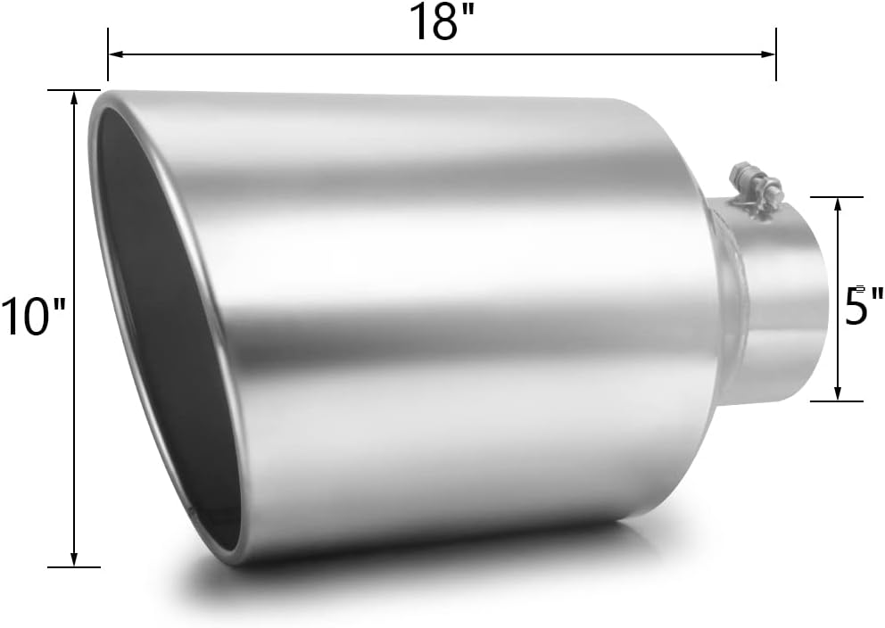 Thumbnail 1 de LCGP 5" Universal Diesel Exhaust Tip (10" Outlet, 18" Long) — Polished Stainless Steel, Bolt-On