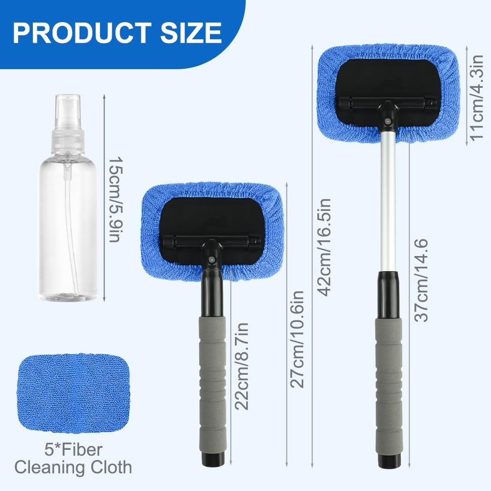 Thumbnail 1 de AMFUN 7-Piece Car Windscreen Cleaner Kit with Extendable Handle, 6 Microfibre Pads & Spray Bottle